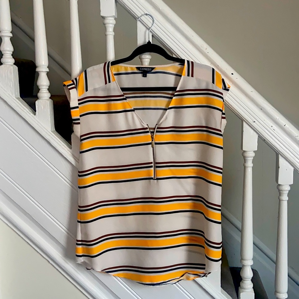 Yellow, white, brown and black EXPRESS shirt